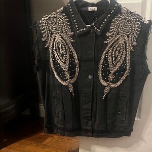 Studded rhinestone vest by Pol